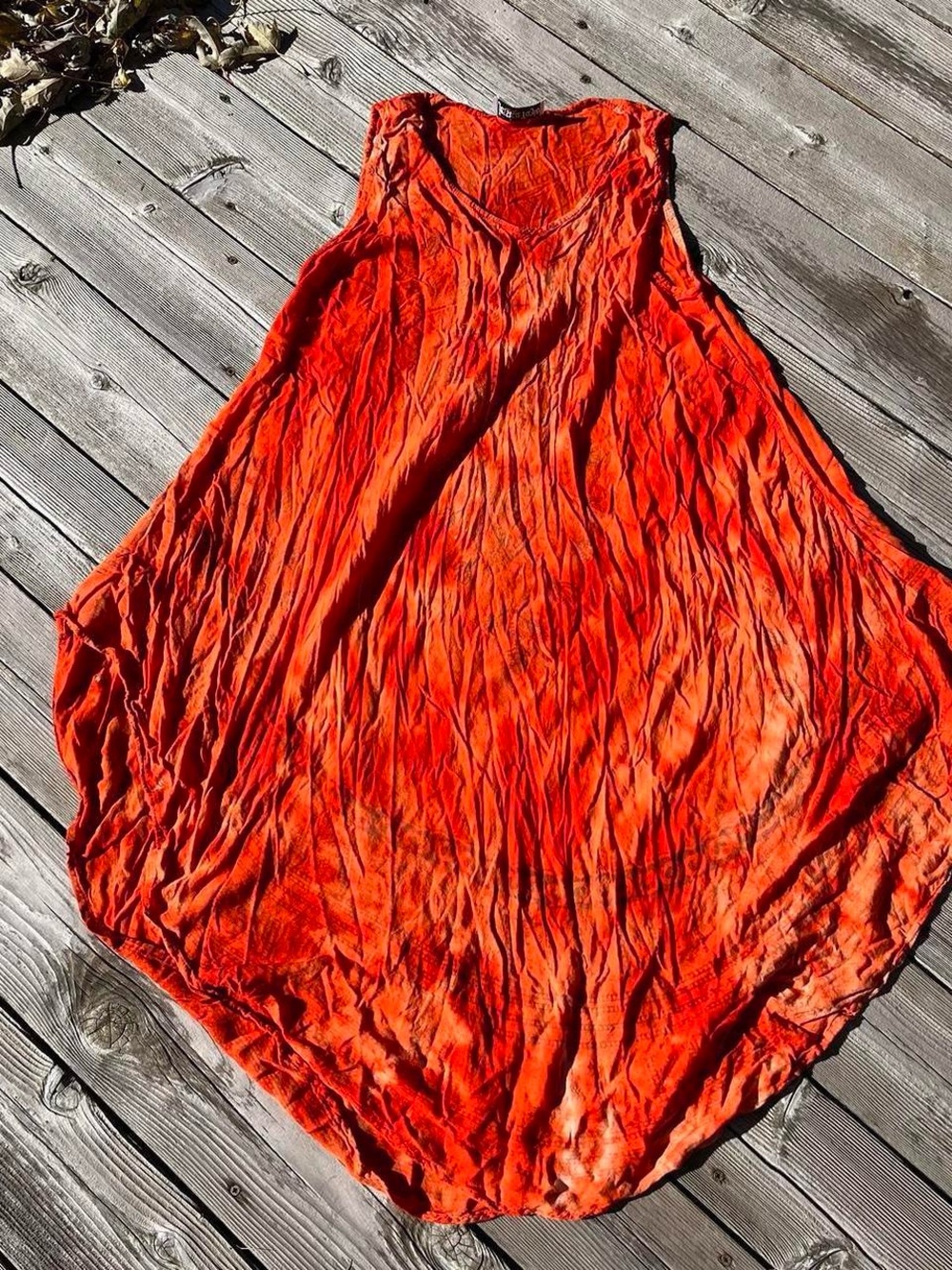 Jessica Taylor bright orange tie dye boho style flowy dress